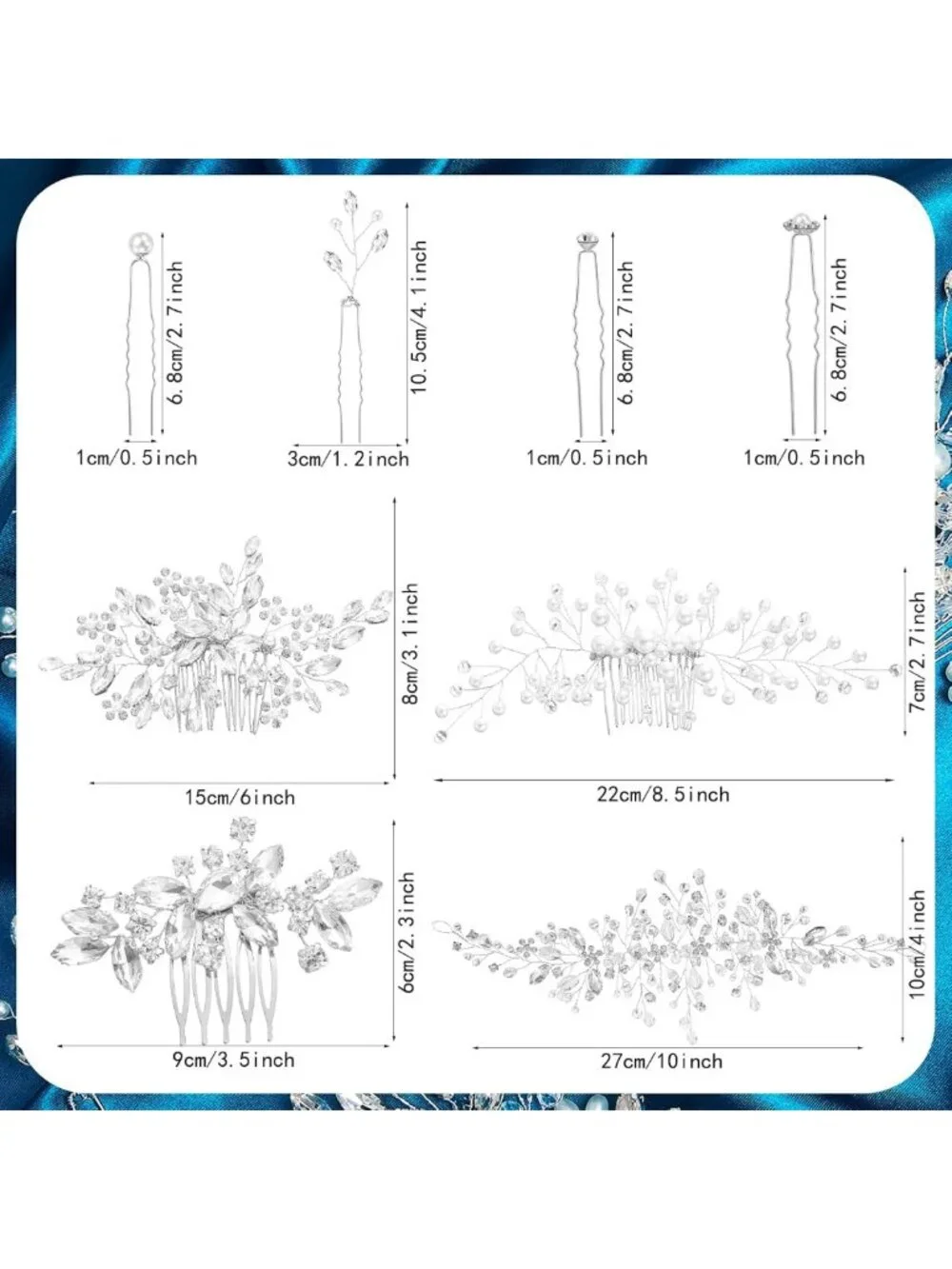 Elegant Wedding Hair Accessories Set - 44 Faux Pearl & Crystal Comb Clips for